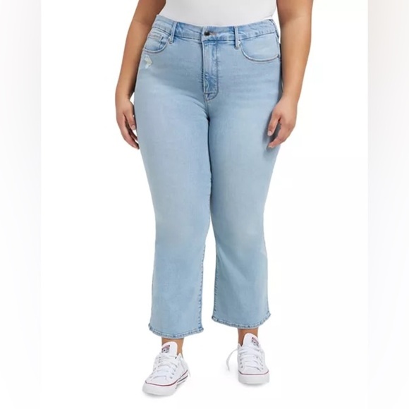 NWT Good American Good Legs Crop Mini Bootcut Organic Cotton Jeans